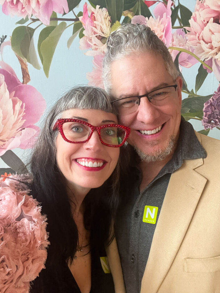 Russ and I enjoying the beautiful floral wallpaper of Nevada Museum of Art